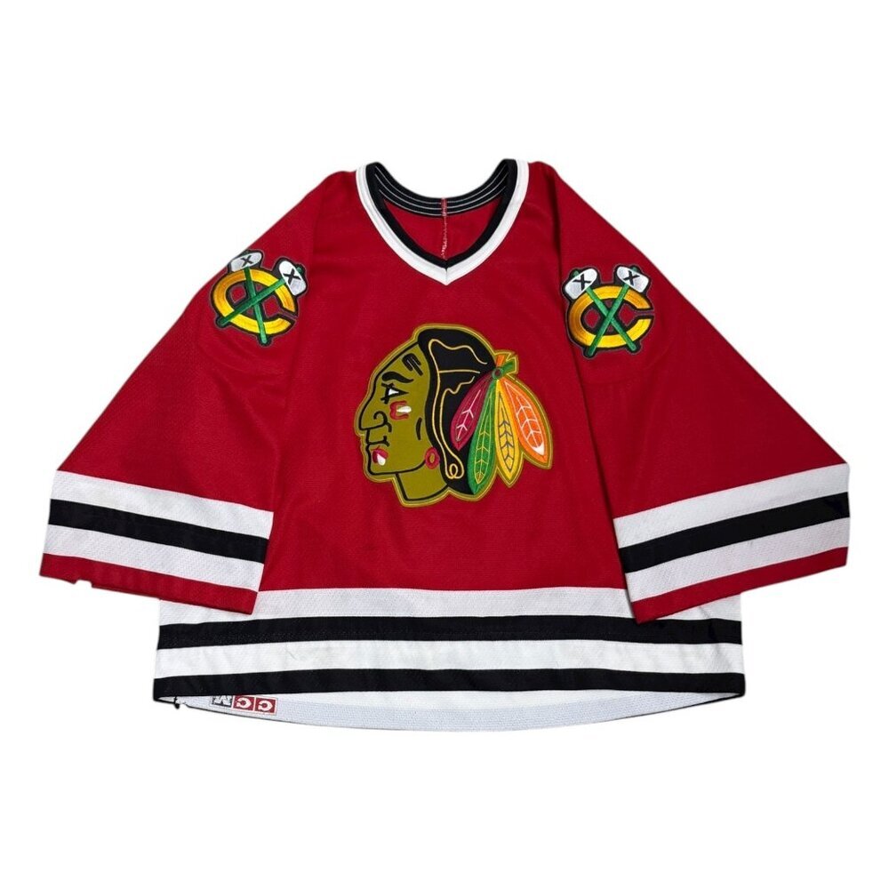 CHICAGO BLACKHAWKS Short Sleeve CROPPED Vintage 90s NHL Hockey Jersey Womens XL
